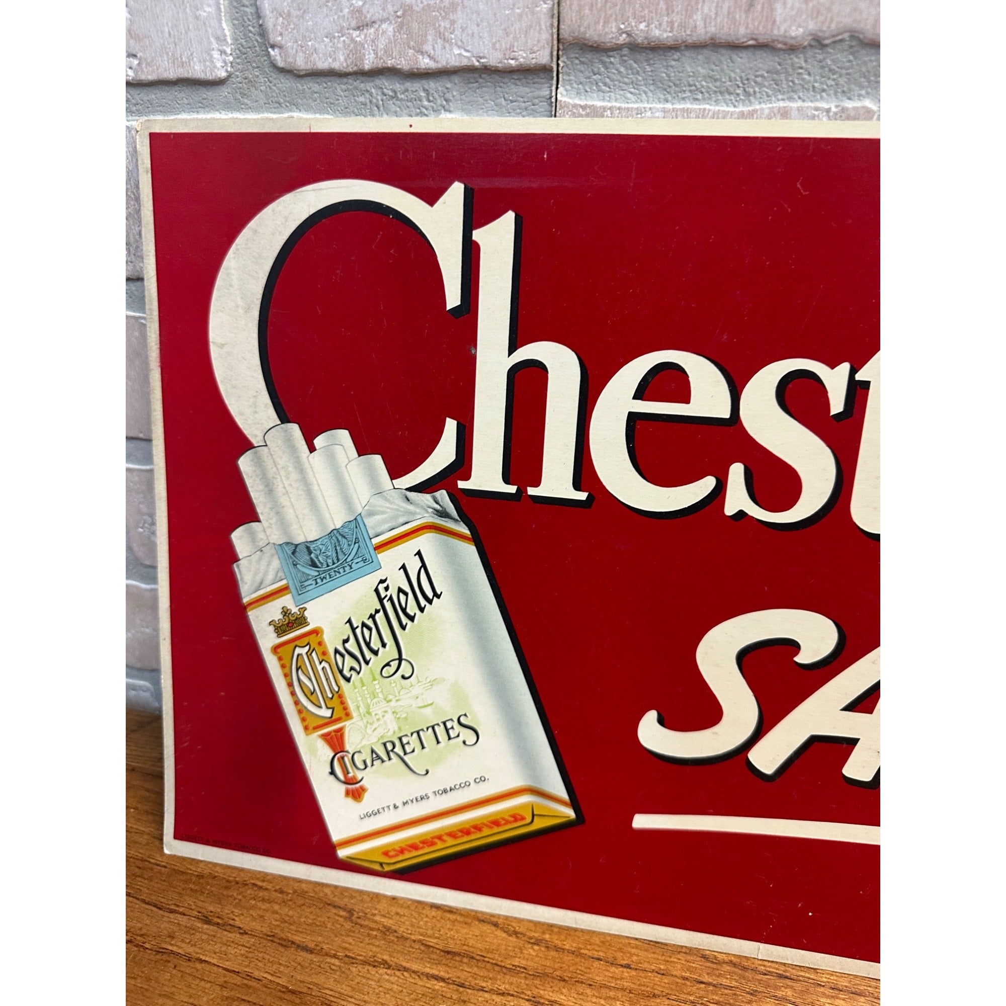 Vintage Chesterfield Cigarettes Store Display Advertising Sign Cardstock 1950s