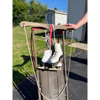 Antique Wooden Child's Winter Sled Christmas Decor w/ White Skates