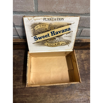 RARE Vintage 1900s Sweet Havana Wooden Cigar Box Robert Lill Manitowoc Wis