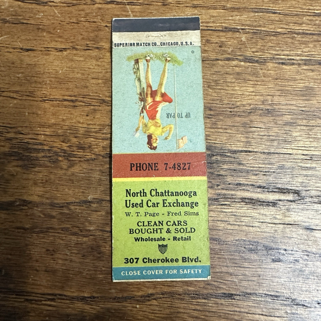 1940s 1950s Pinup Girlie Girly Matchbook Cover Chattanooga TN Used Cars WT Page