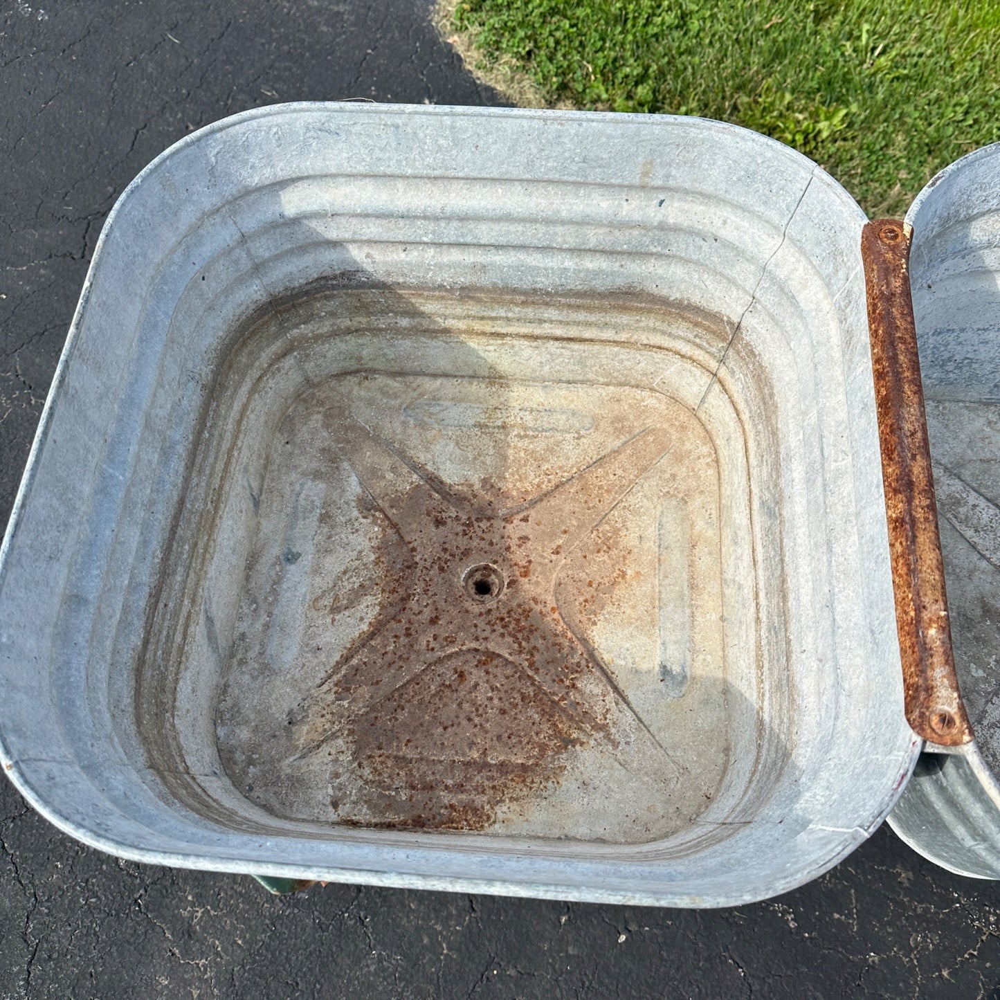 Antique Double Washstand Wash Sink Galvanized Tubs W/ Stand Planter