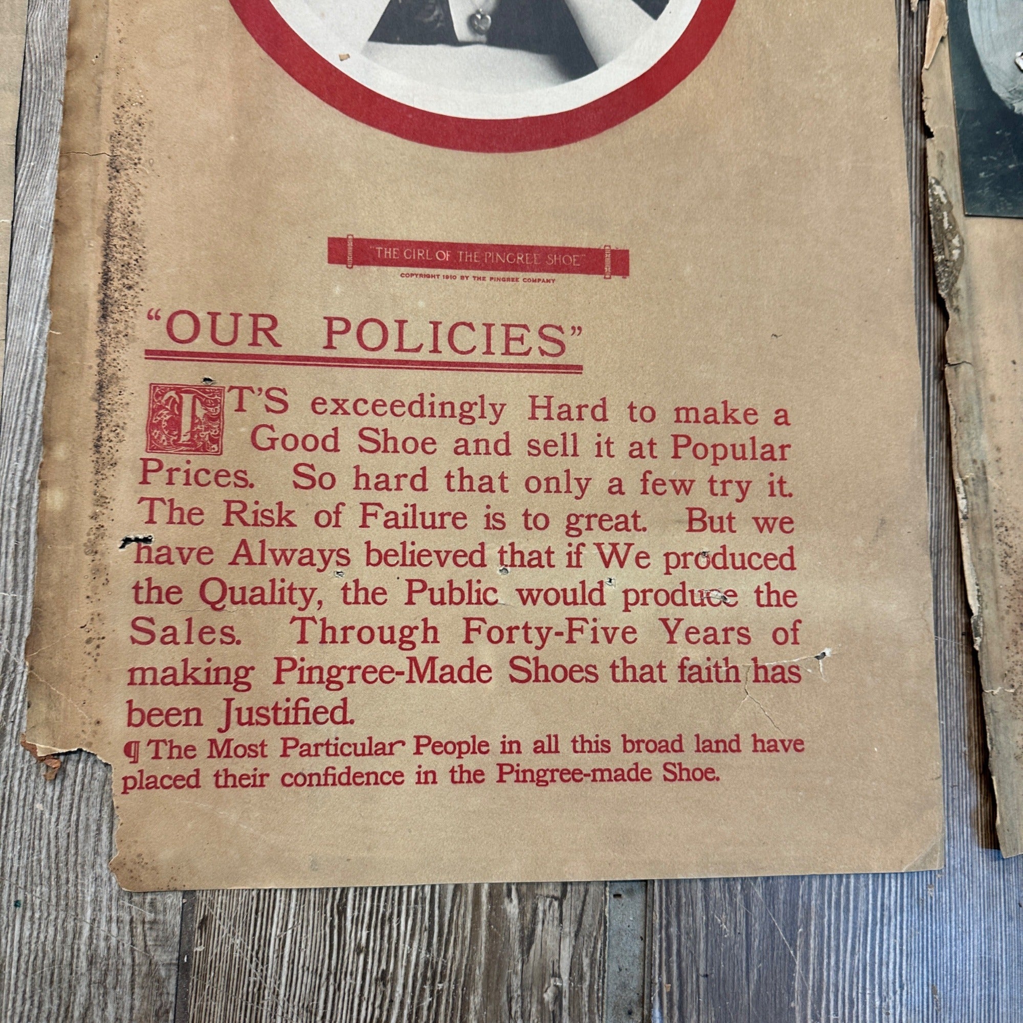 (3) Antique 1910s "The Girl of Pingree Shoes" Advertisng Posters Paper  College Sign