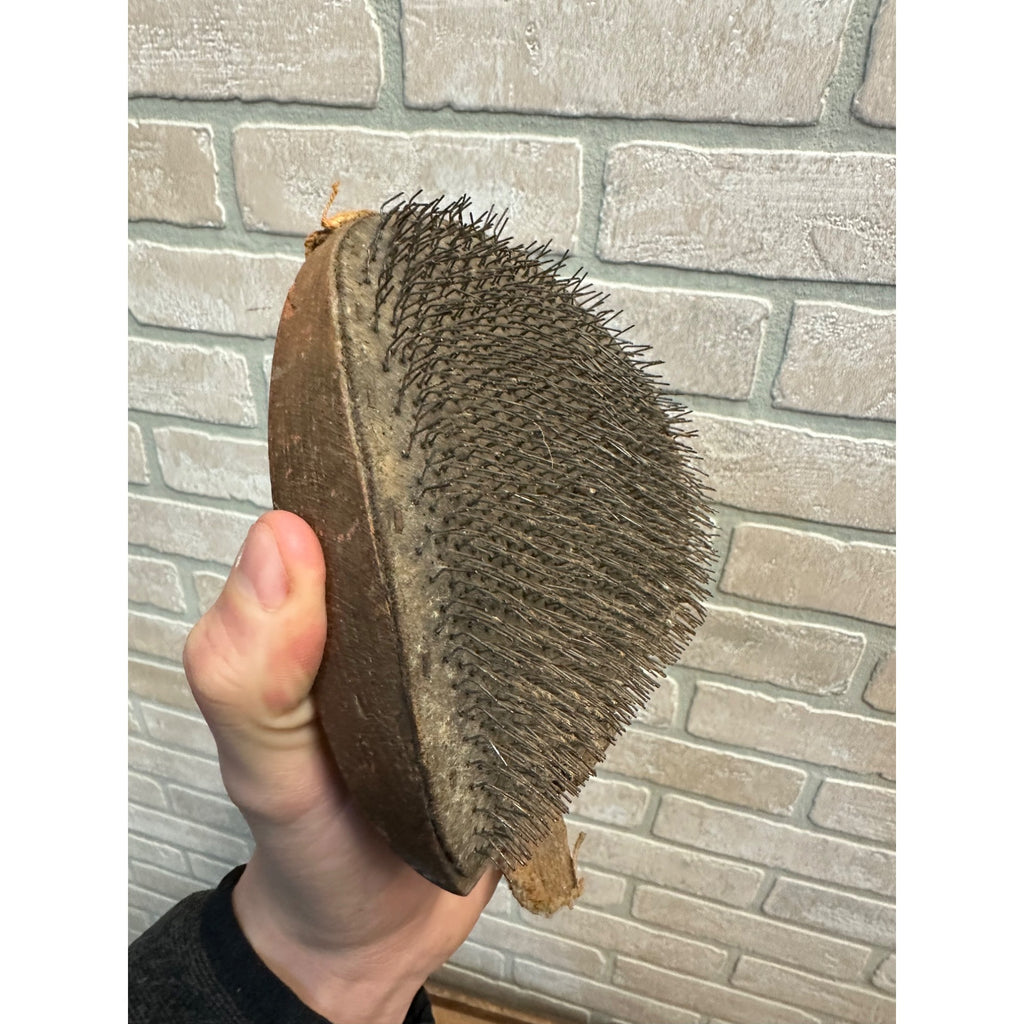 Antique Primitive Early 1900s Horse Comb Hand Brush Wooden Tool Western Equestrian