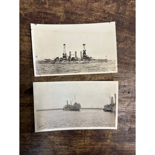 Vintage WWI World War 1 USS Virginia Battleship + Other Real Photo