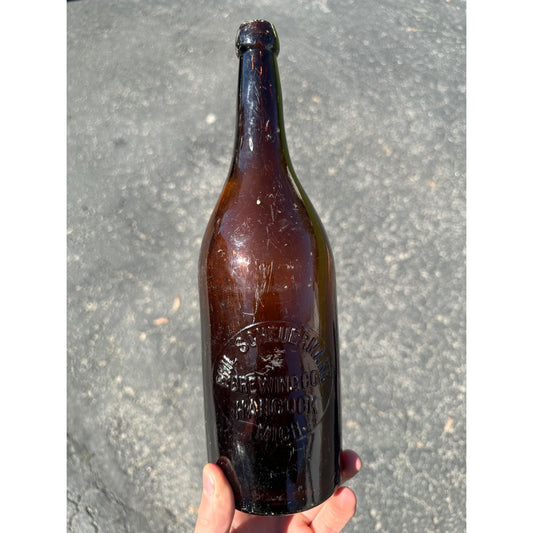 Vintage Quart Phil Scheuermann Brewery Hancock Michigan Beer Bottle 12"