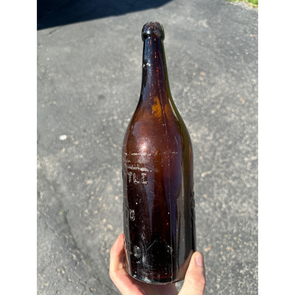 Vintage Quart Phil Scheuermann Brewery Hancock Michigan Beer Bottle 12"