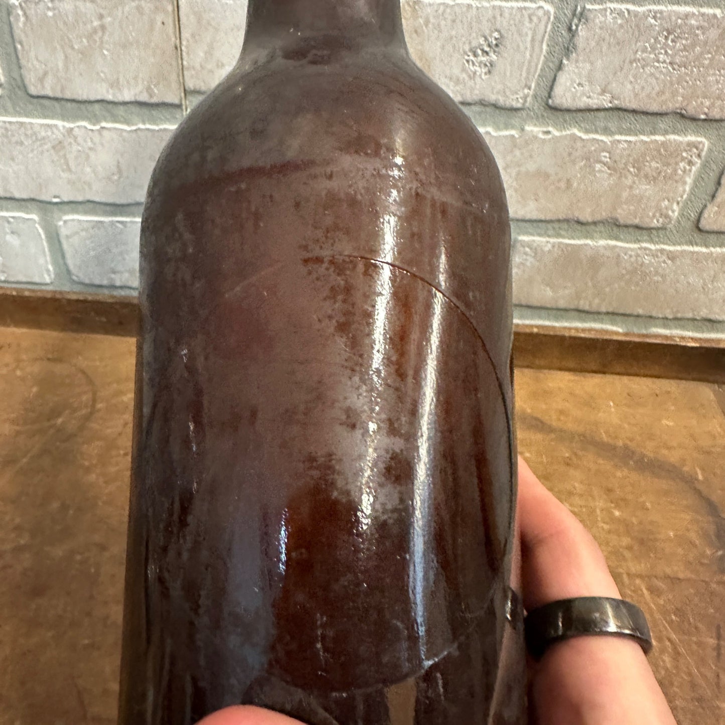 Antique 1800s SB&G Co. Streator Bottle & Glass Co. QUART Crude Blob Top Beer Blown