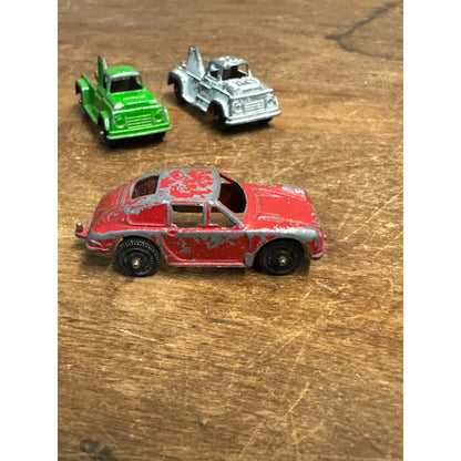 Vintage 1960s Tootsie Toy Lot (3) Tow Trucks Wreckers + Red Porsche