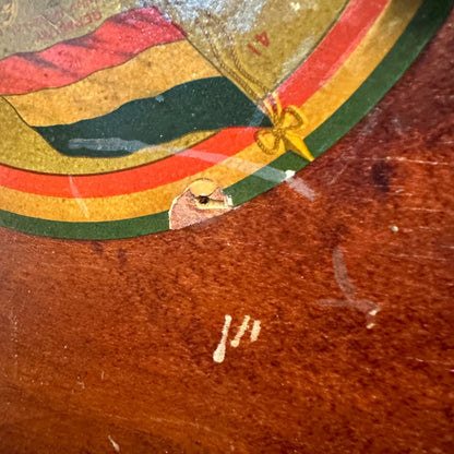 ANTIQUE "FLAGS OF THE NATION" CARROM COMBINATION BOARD GAME CIRCA 1900