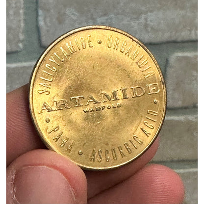 ARTAMIDE ANTI ARTHRITIC ANTI RHEUMATIC WAMPOLE LABORATORIES ADVERTISING COIN TOKEN