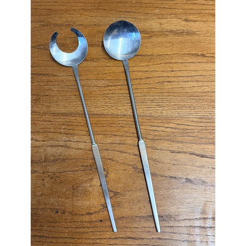 Vintage 1960s MCM Gabis Stainless Sweden Salad Fork And Spoon Set Nils Nisbel