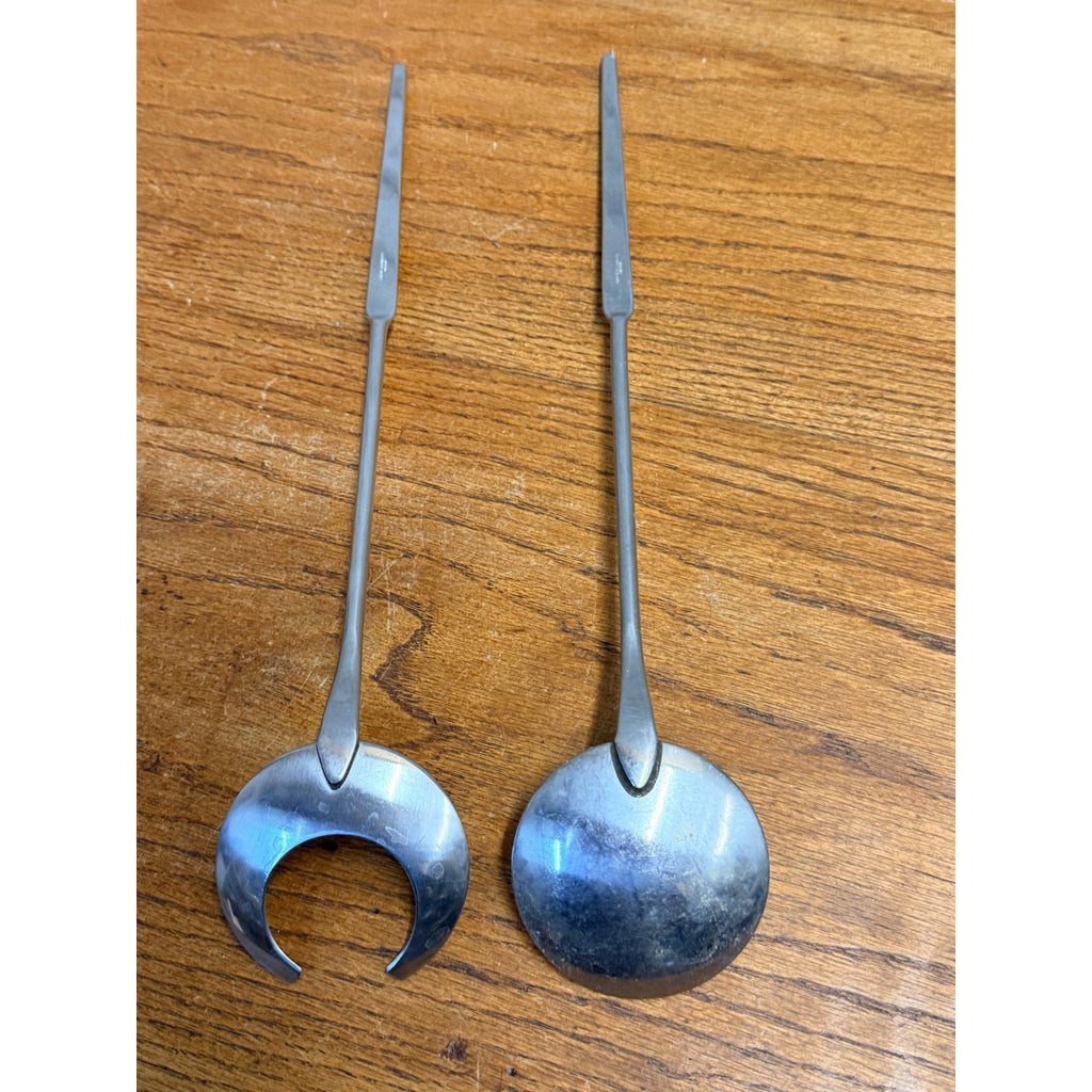 Vintage 1960s MCM Gabis Stainless Sweden Salad Fork And Spoon Set Nils Nisbel