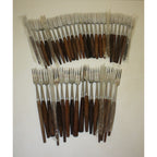 Large Lot of 43 Vintage Danish MCM Stainless Steel Fondue Forks, Teak Handles
