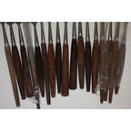 Large Lot of 43 Vintage Danish MCM Stainless Steel Fondue Forks, Teak Handles