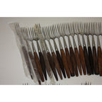 Large Lot of 43 Vintage Danish MCM Stainless Steel Fondue Forks, Teak Handles