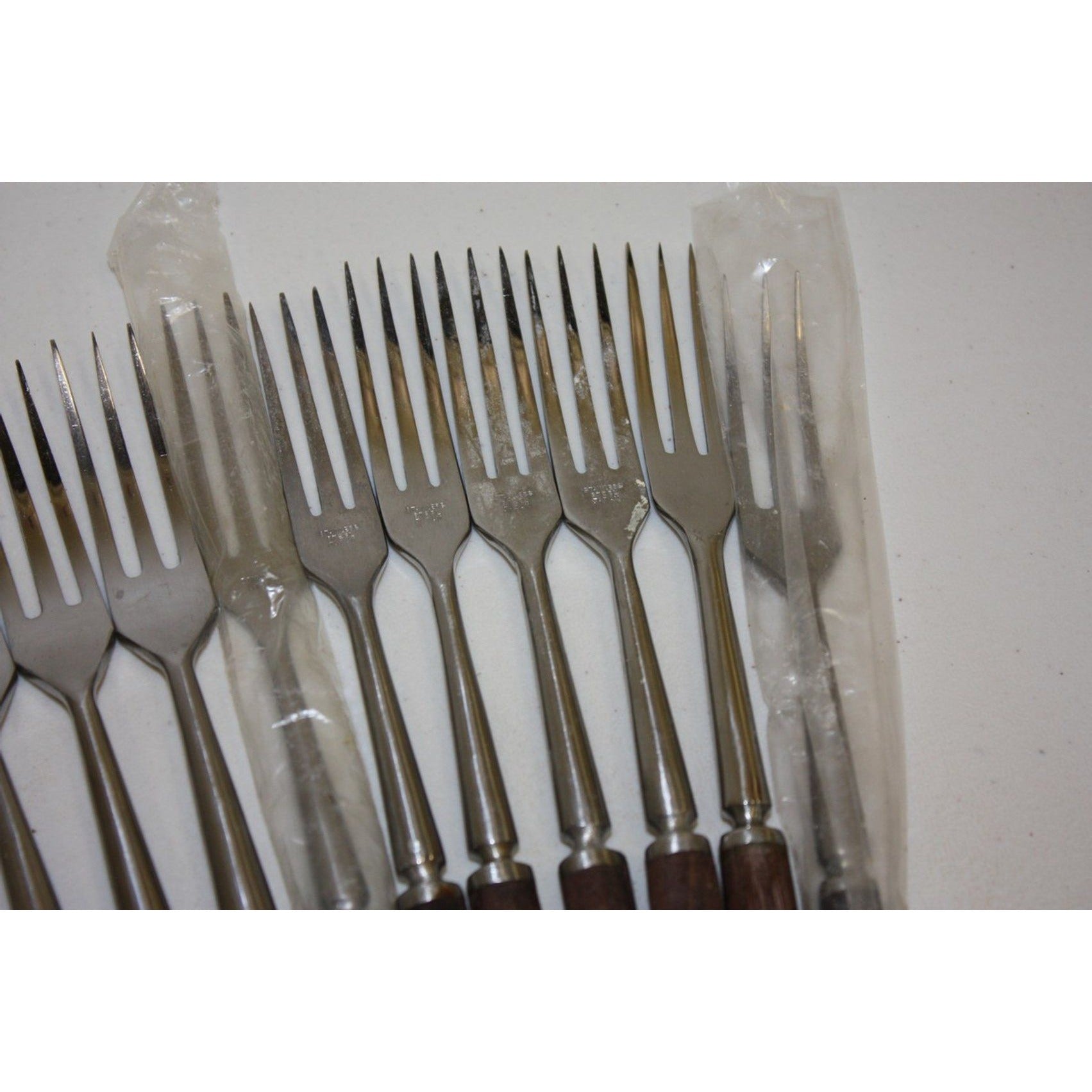 Large Lot of 43 Vintage Danish MCM Stainless Steel Fondue Forks, Teak Handles