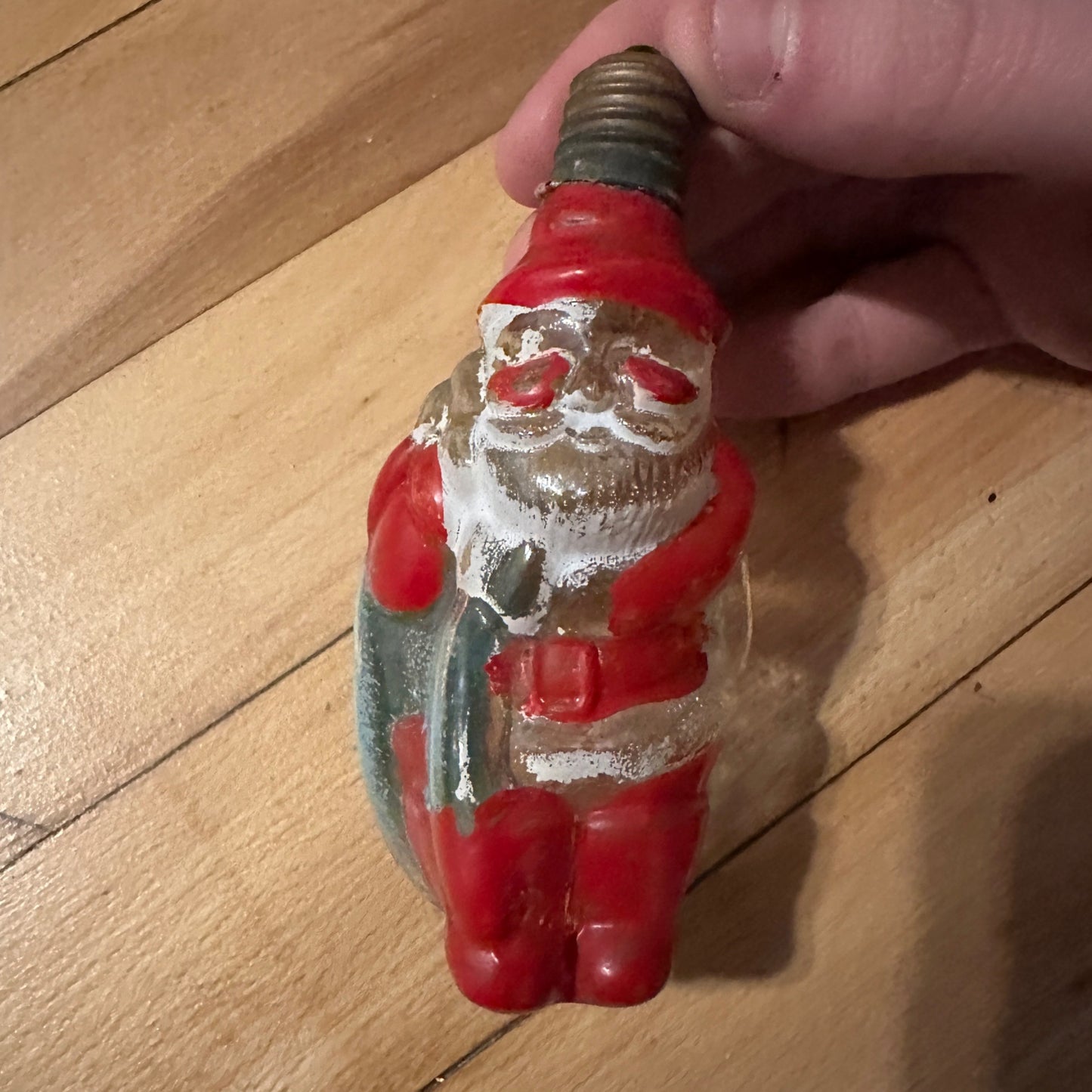 Vintage 4" C9 Santa Christmas Figural Glass Light Bulb WORKS