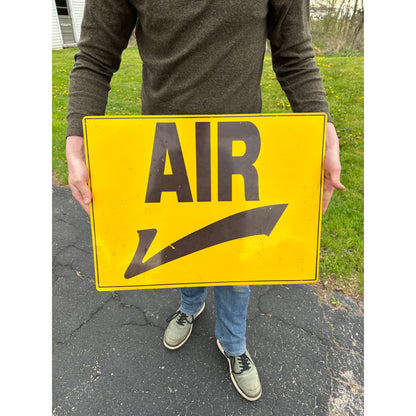 Vintage 1960s Yellow Tin Air Service Station Air Meter Sign