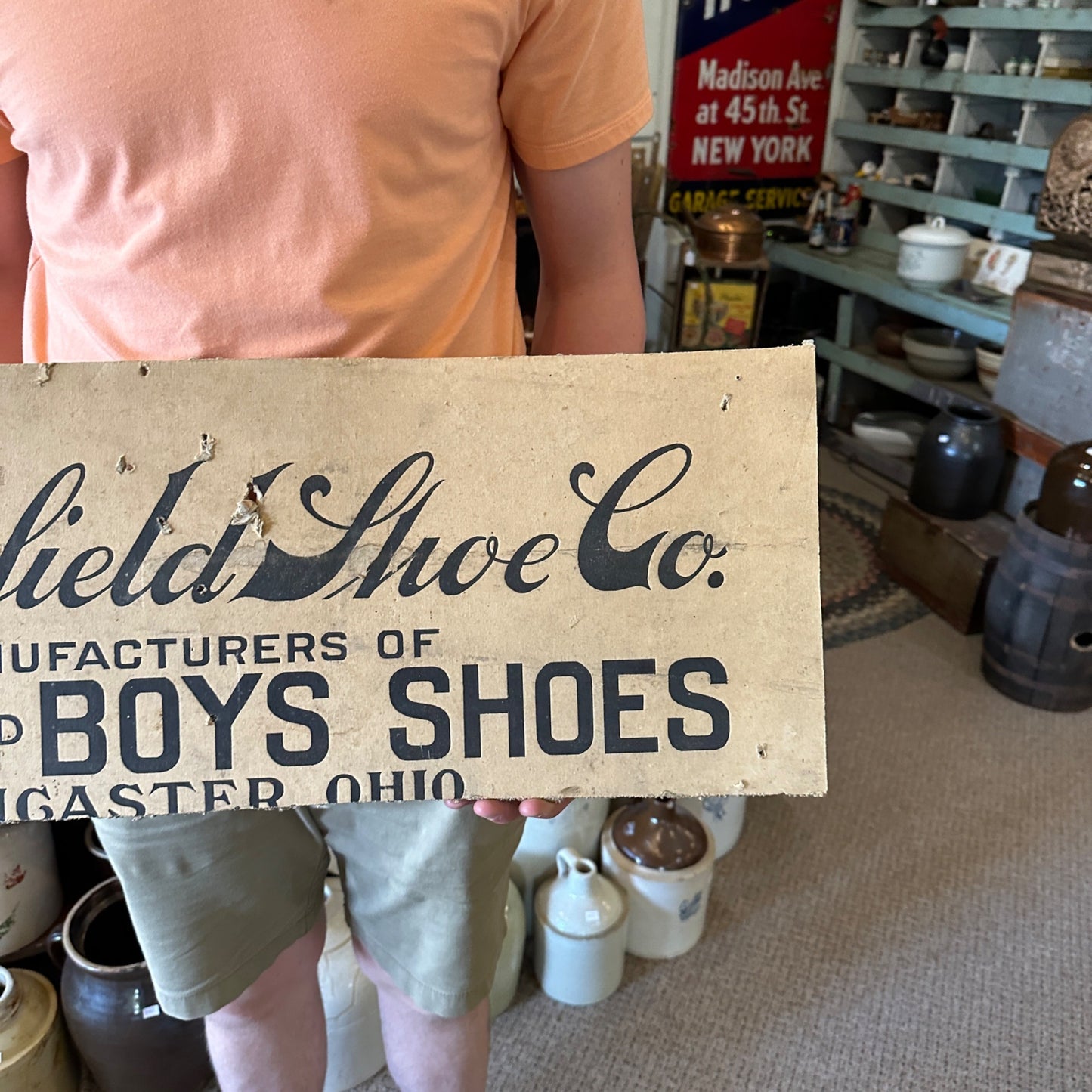 Antique 1910s Fairfield Shoe Co Mens Boys Shoes Advertising Sign