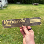 Vtg Universal Marine Motor v-8 Brass Identification Plaque Oshkosh Wis.