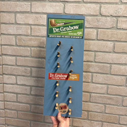 Dr Grabow Vintage Pipe Tobacco Smoking Display Stand Sign Retail Advertising.