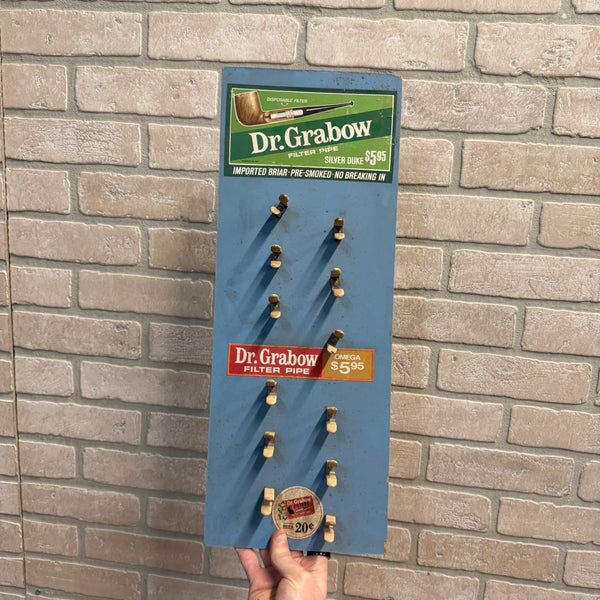 Dr Grabow Vintage Pipe Tobacco Smoking Display Stand Sign Retail Advertising.