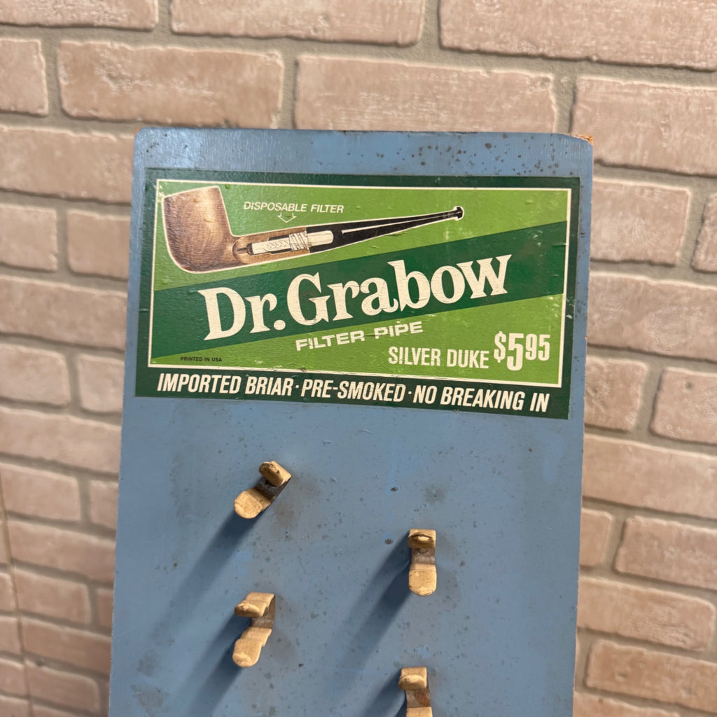 Dr Grabow Vintage Pipe Tobacco Smoking Display Stand Sign Retail Advertising.