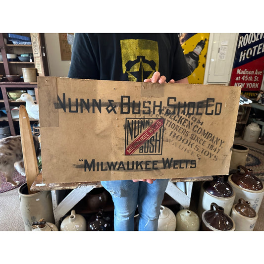Vintage 1920s Nunn & Bush Shoe Co. Milwaukee Wis  Advertising Cardboard Sign