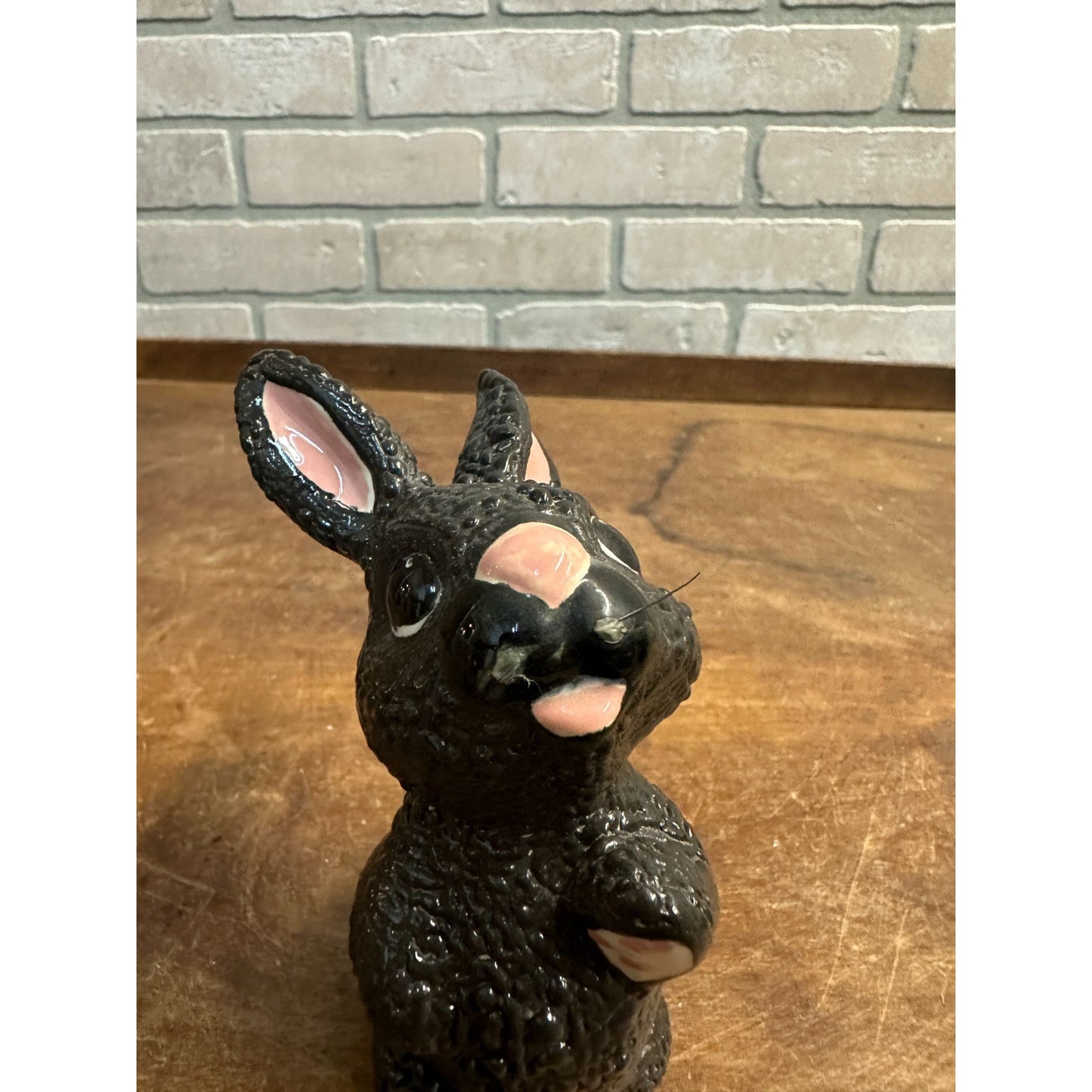 (2) Black Ceramic Easter Rabbit Bunnies Decor