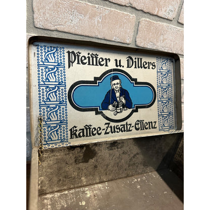 VINTAGE EARLY 1900S PFEIFFER U. DILLERS KAFFEE-ZULATZ-ELLENZ COFFEE TIN ADVERTISING