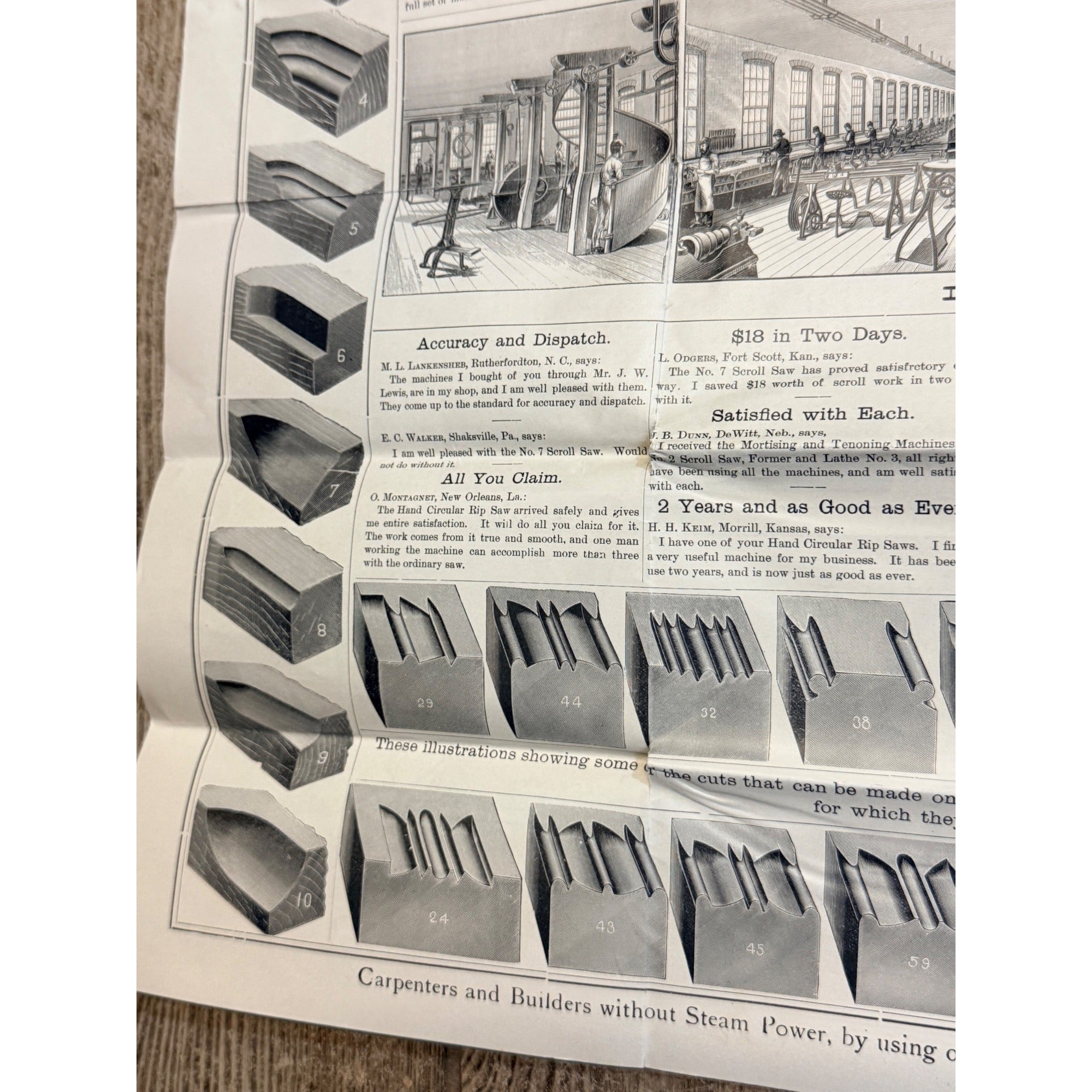 c.1900s Barnes Machinery Tools Advertising Saw Poster Hardware Antique