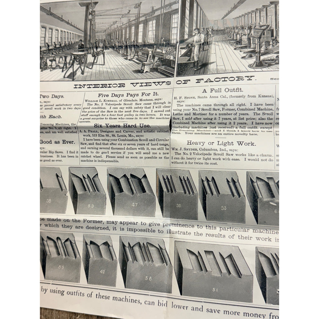 c.1900s Barnes Machinery Tools Advertising Saw Poster Hardware Antique