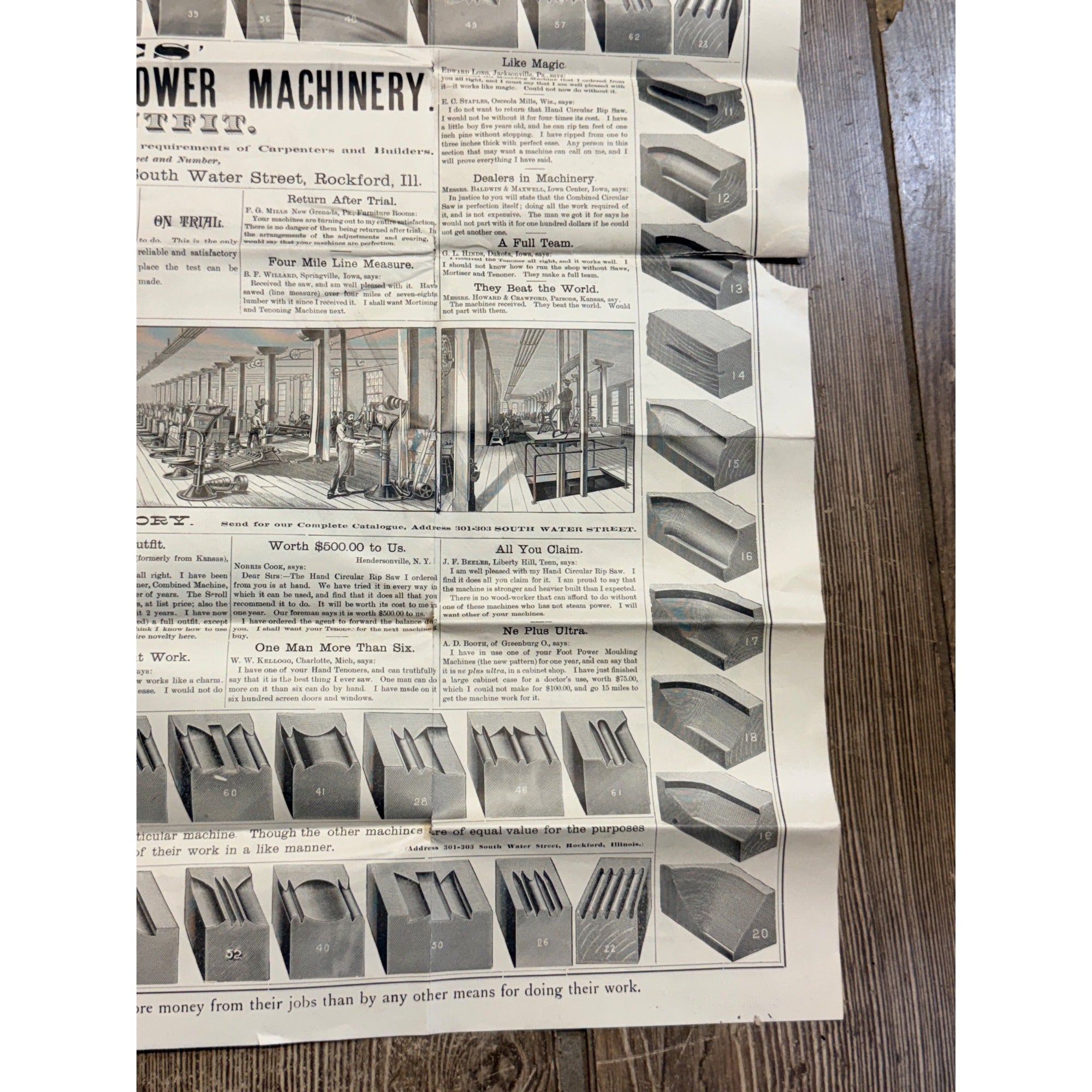 c.1900s Barnes Machinery Tools Advertising Saw Poster Hardware Antique