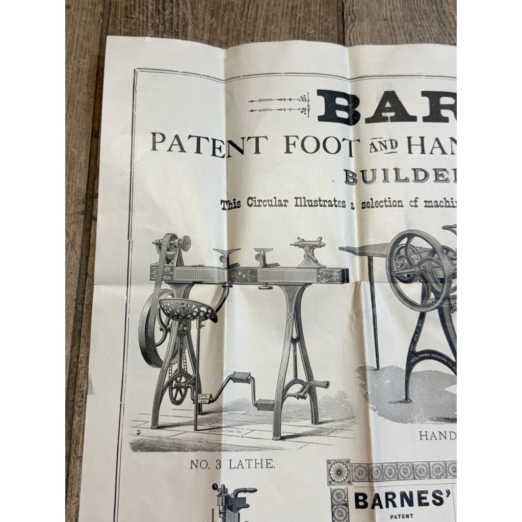 c.1900s Barnes Machinery Tools Advertising Saw Poster Hardware Antique