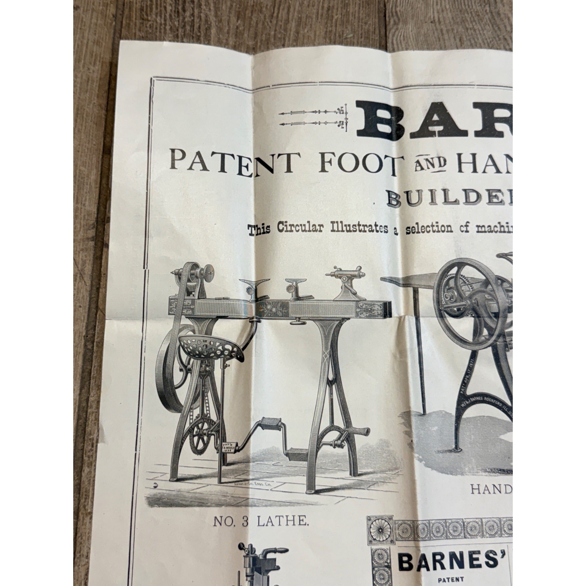 c.1900s Barnes Machinery Tools Advertising Saw Poster Hardware Antique