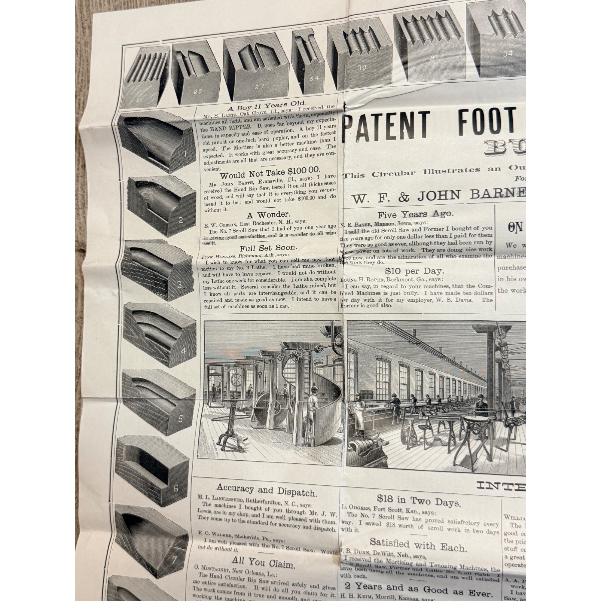 c.1900s Barnes Machinery Tools Advertising Saw Poster Hardware Antique