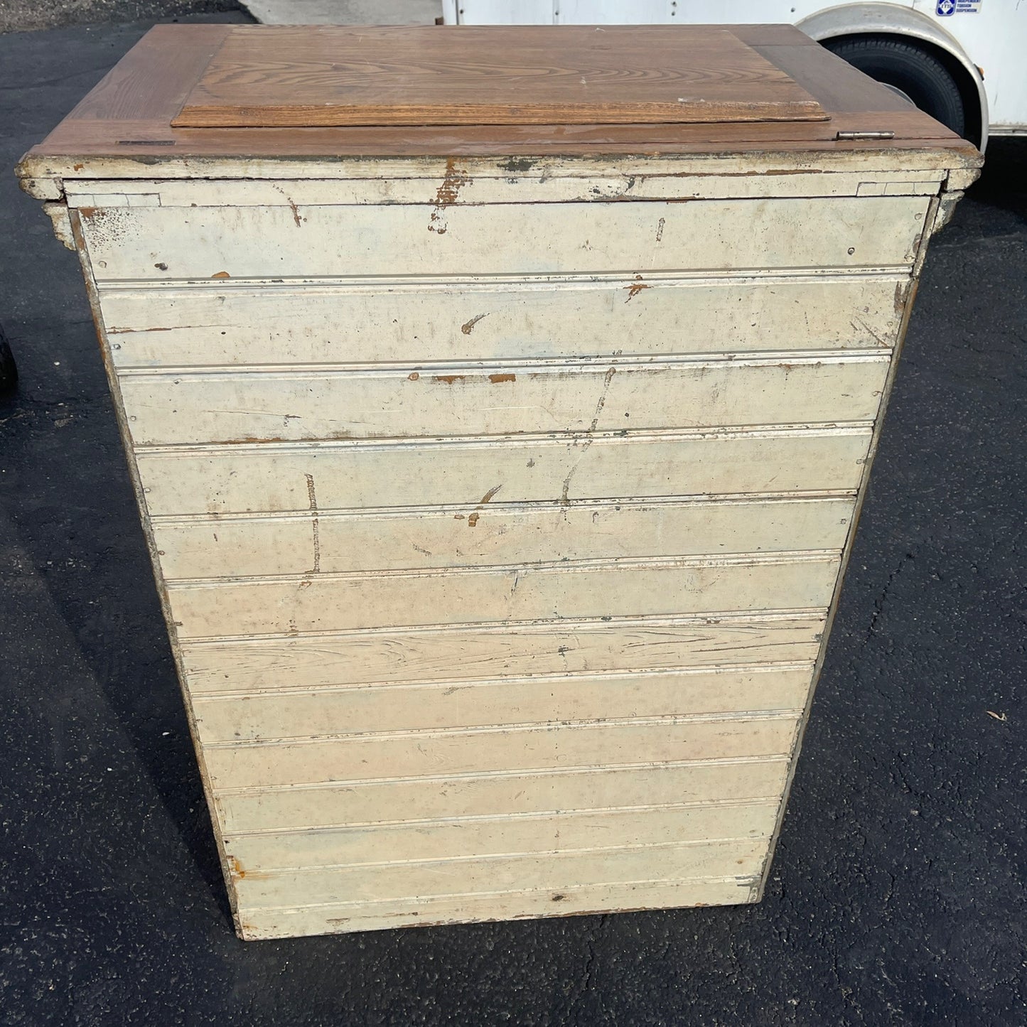 Antique Wooden Oak Ice Box Fridge Cabinet Cupboard