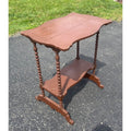 Small Brown Victorian Plant or Parlor Accent Painted Table Bobbin Legs