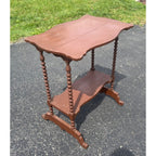 Small Brown Victorian Plant or Parlor Accent Painted Table Bobbin Legs