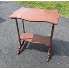 Small Brown Victorian Plant or Parlor Accent Painted Table Bobbin Legs