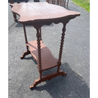 Small Brown Victorian Plant or Parlor Accent Painted Table Bobbin Legs