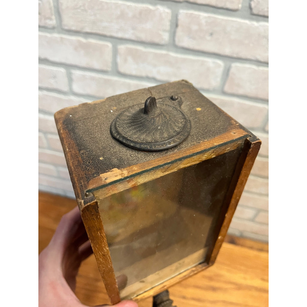 Antique Primitive Dovetailed Wooden Wall Hand Cranked Coffee Grinder Farmhouse