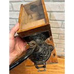 Antique Primitive Dovetailed Wooden Wall Hand Cranked Coffee Grinder Farmhouse