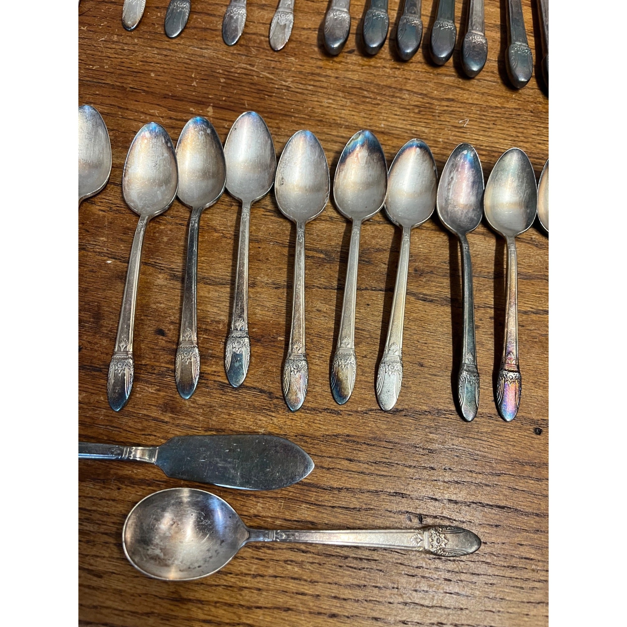 Vintage Rogers 1847 Flatware Service for (8) First Love Pattern Silverplate 56pc