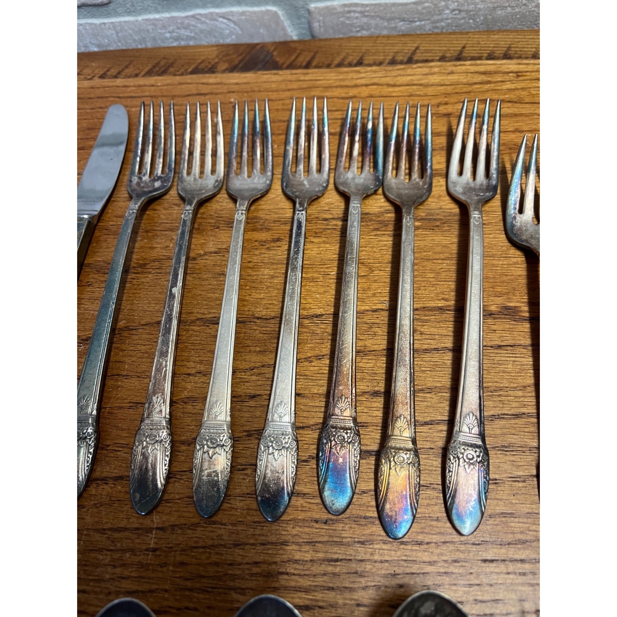 Vintage Rogers 1847 Flatware Service for (8) First Love Pattern Silverplate 56pc