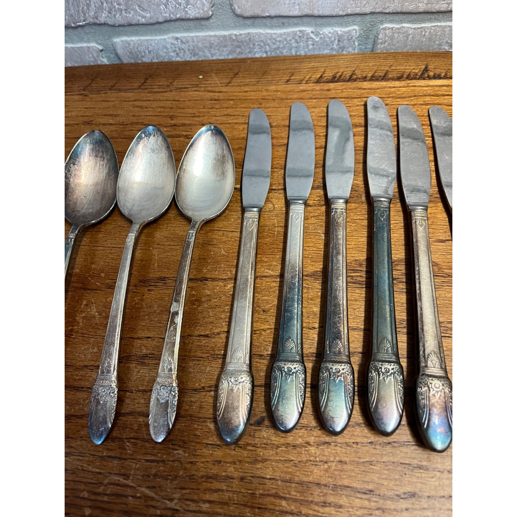 Vintage Rogers 1847 Flatware Service for (8) First Love Pattern Silverplate 56pc