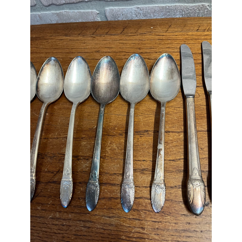 Vintage Rogers 1847 Flatware Service for (8) First Love Pattern Silverplate 56pc
