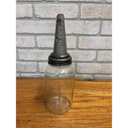 Vintage The Master Glass Oil Jar With Original Metal Pour Spout MFG Co. Litchfield, Illinois 1926
