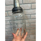 Vintage The Master Glass Oil Jar With Original Metal Pour Spout MFG Co. Litchfield, Illinois 1926