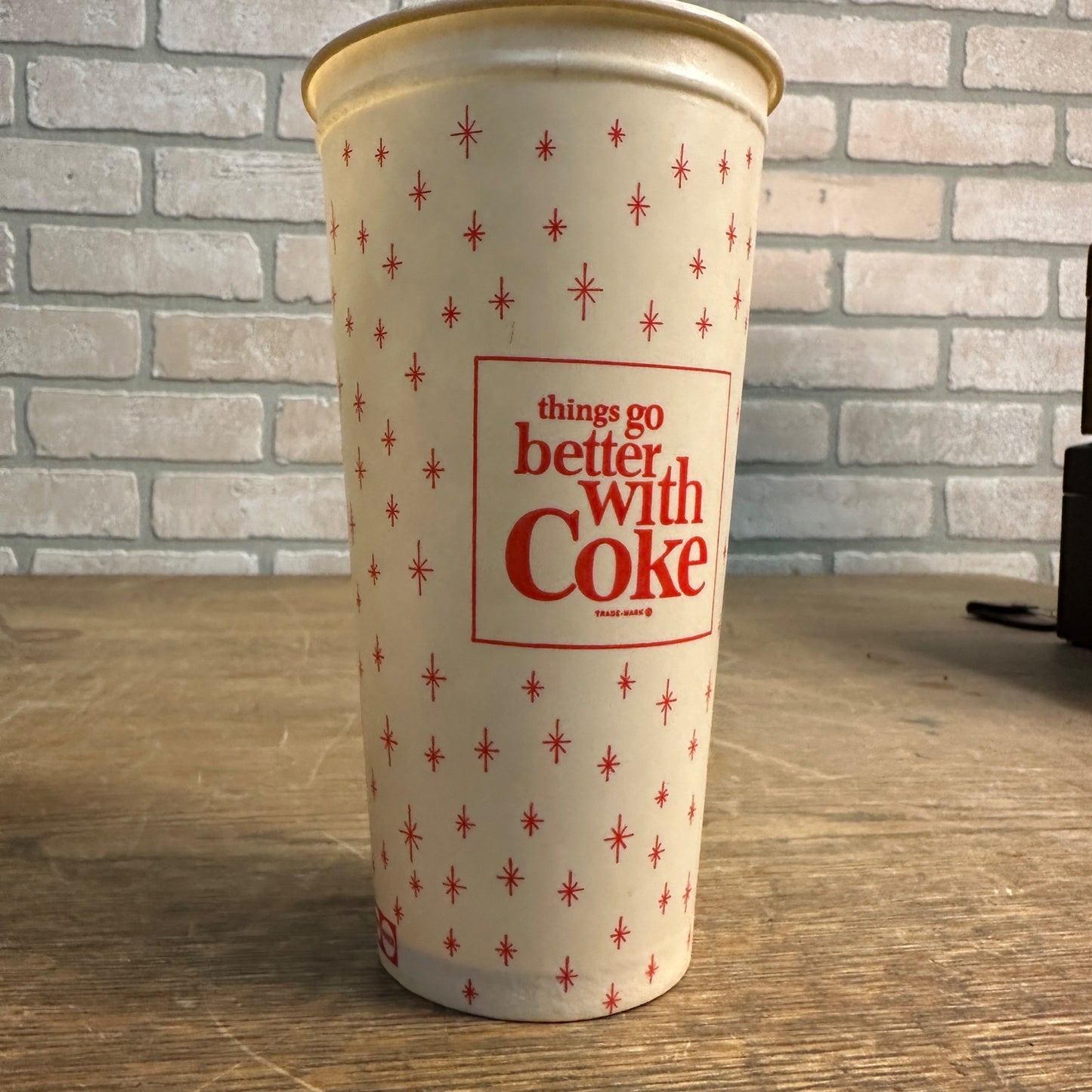 Vintage 24oz Enjoy Coca Cola Star Things Go Better Coke Paper Wax Cup Soda